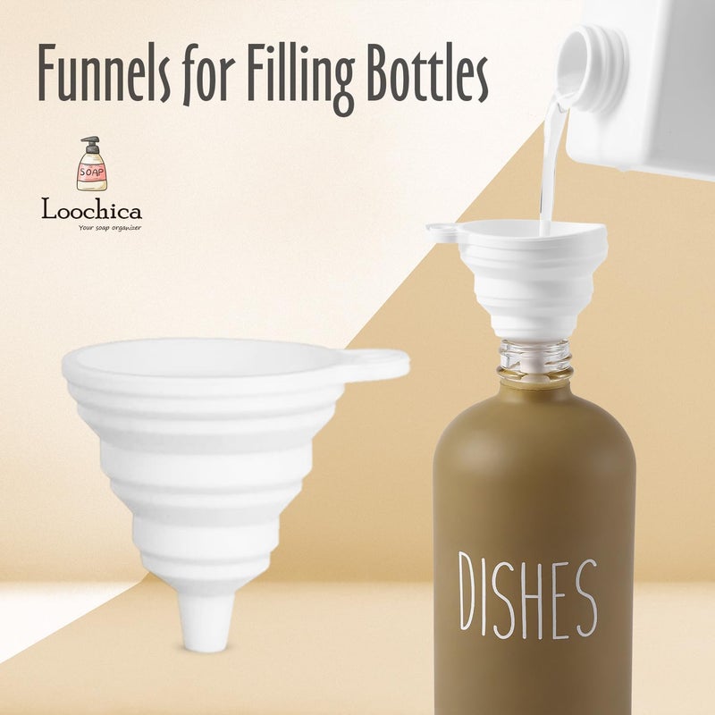 Loochica 2 Pack Sage Green Glass Soap Dispenser Set with Tray, Hand and Dish Glass Soap Dispensers for Kitchen Sink, Kitchen Soap Dispenser Set Suitable for Kitchen Décor - Image 4